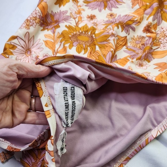 Kona Sol Swimwear One Piece High Coverage Yellow Tropical Floral Size XL NWOT - Picture 3 of 6